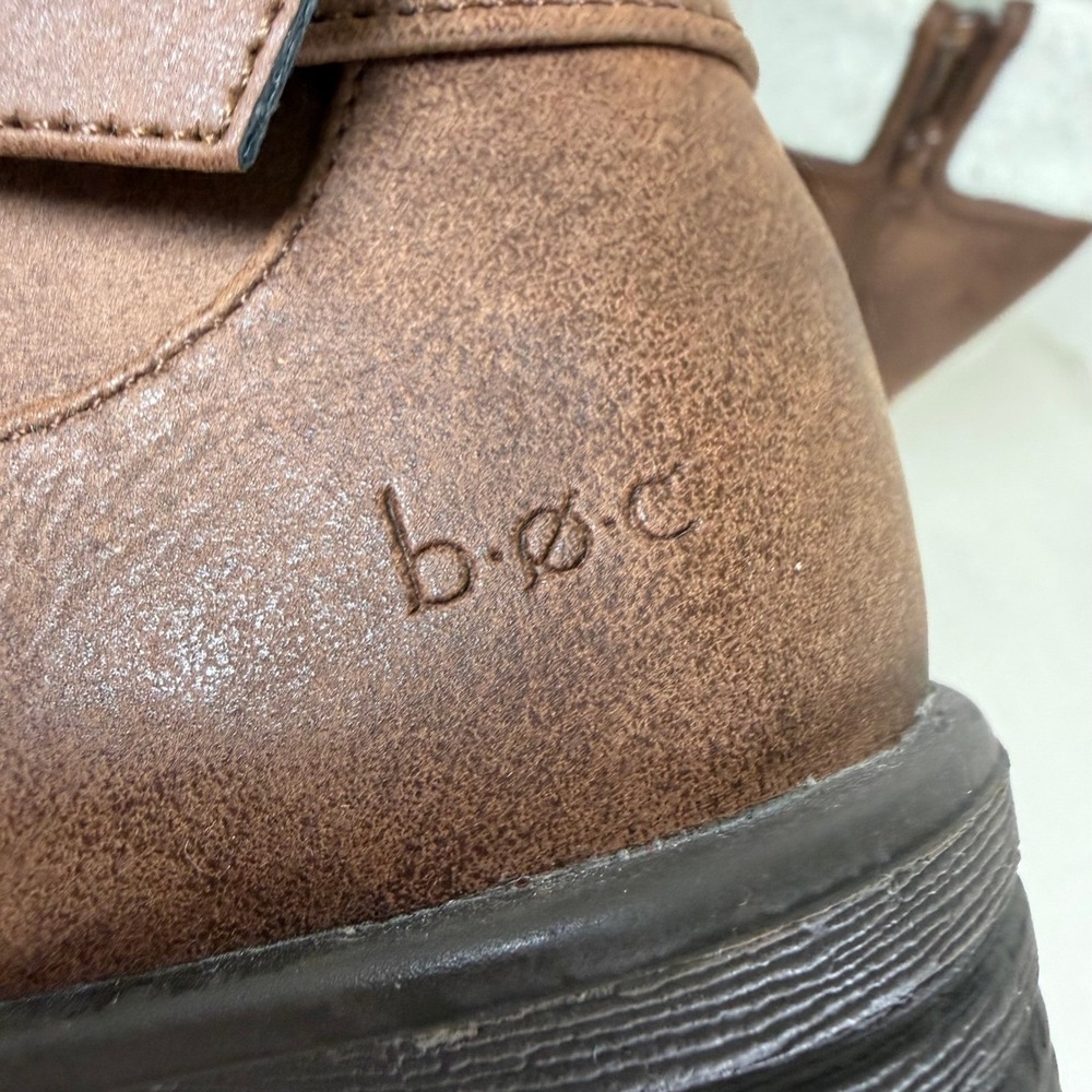 b.o.c. Irene Tall Boots Kids Size 1 Brown Faux Sherpa Buckle Strap Zipper 972174 - Picture 6 of 9